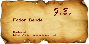 Fodor Bende névjegykártya