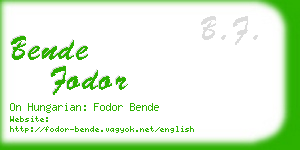 bende fodor business card